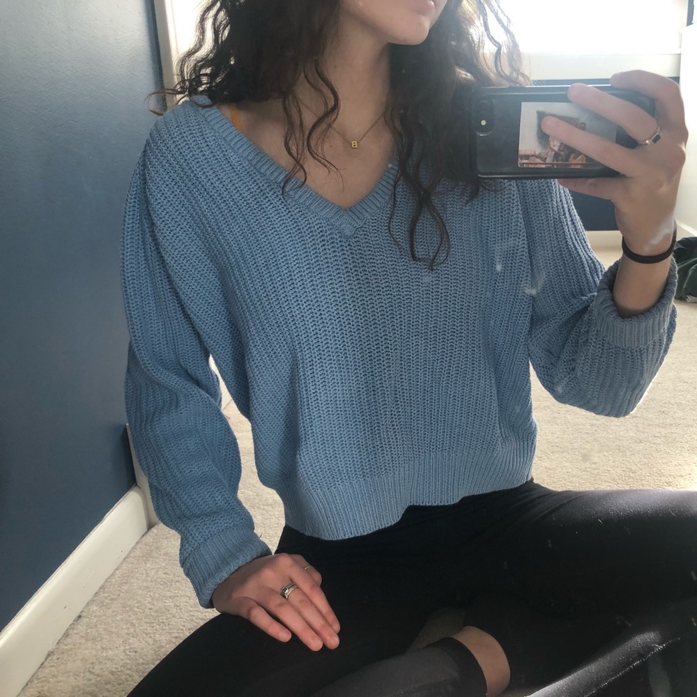 Light Blue Crop Sweater